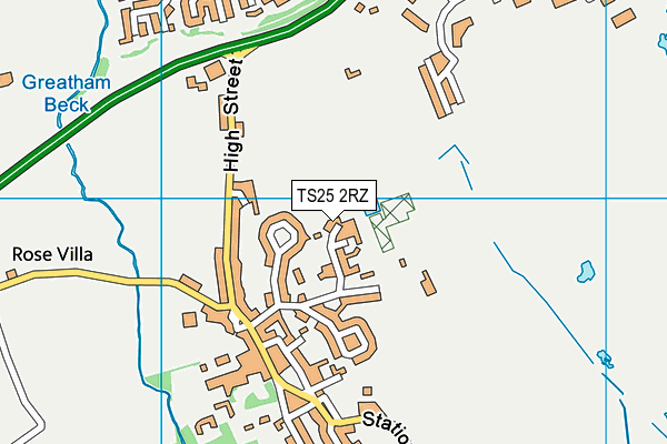 TS25 2RZ map - OS VectorMap District (Ordnance Survey)