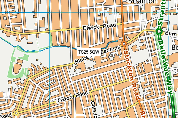 TS25 5QW map - OS VectorMap District (Ordnance Survey)
