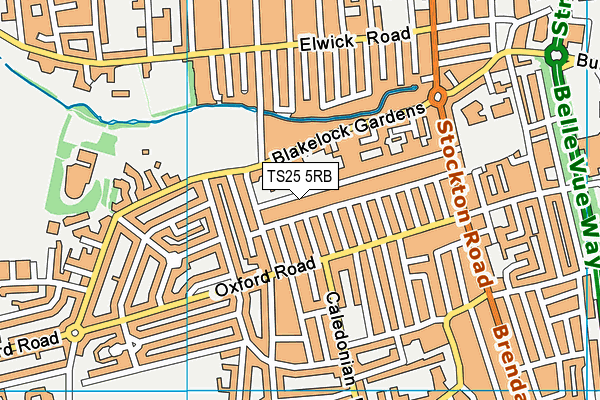 TS25 5RB map - OS VectorMap District (Ordnance Survey)
