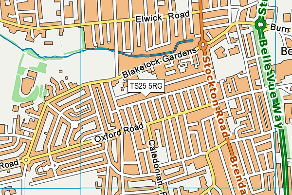 TS25 5RG map - OS VectorMap District (Ordnance Survey)