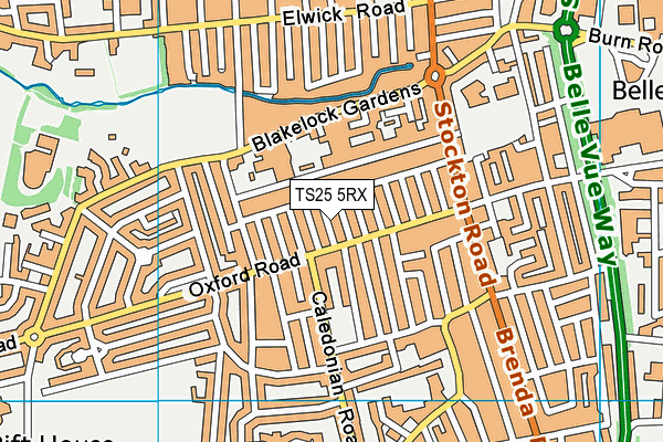 TS25 5RX map - OS VectorMap District (Ordnance Survey)
