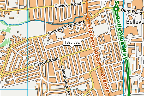 TS25 5SE map - OS VectorMap District (Ordnance Survey)
