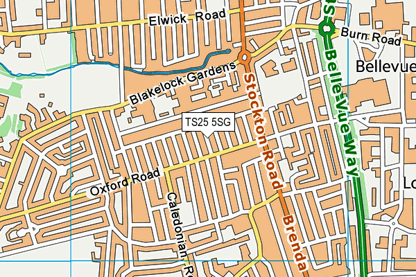 TS25 5SG map - OS VectorMap District (Ordnance Survey)