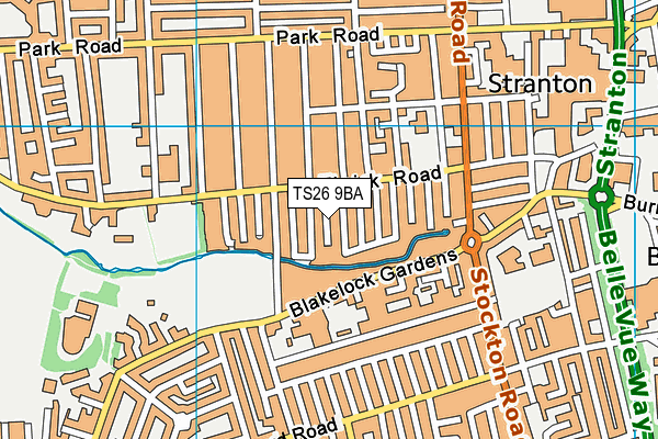TS26 9BA map - OS VectorMap District (Ordnance Survey)