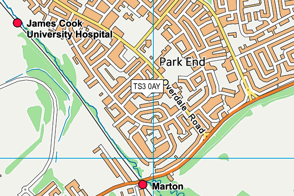 TS3 0AY map - OS VectorMap District (Ordnance Survey)