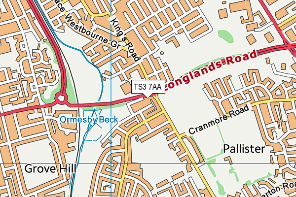 TS3 7AA map - OS VectorMap District (Ordnance Survey)