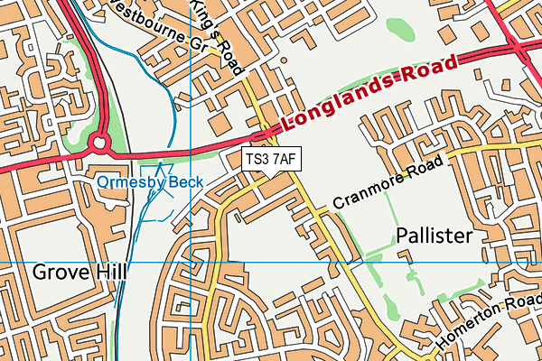 TS3 7AF map - OS VectorMap District (Ordnance Survey)