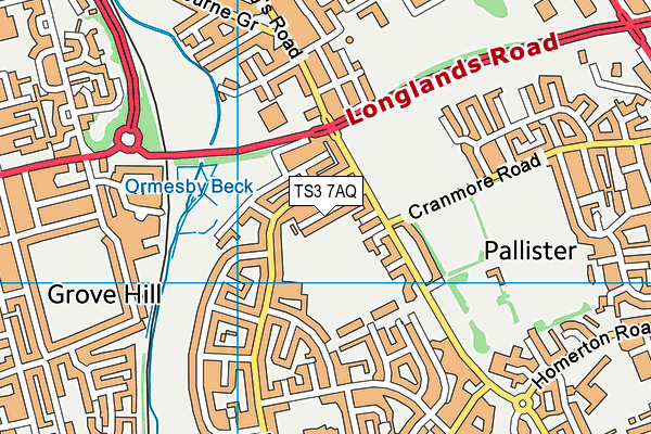 TS3 7AQ map - OS VectorMap District (Ordnance Survey)