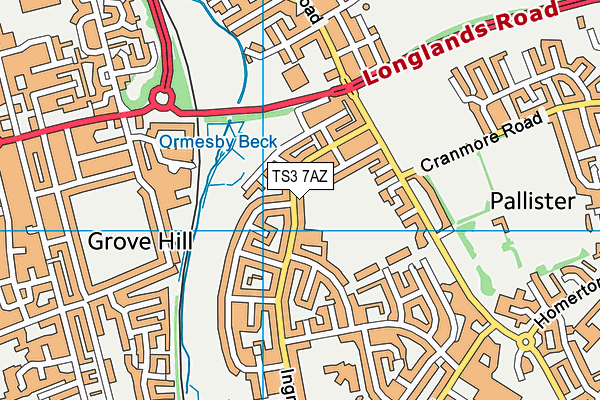 TS3 7AZ map - OS VectorMap District (Ordnance Survey)