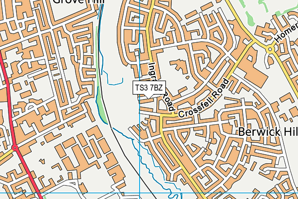 TS3 7BZ map - OS VectorMap District (Ordnance Survey)
