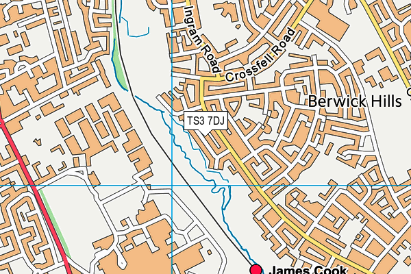 TS3 7DJ map - OS VectorMap District (Ordnance Survey)