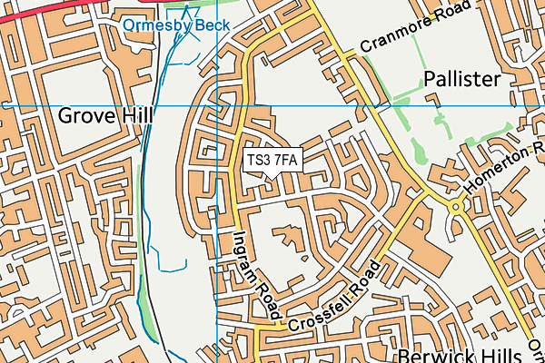 TS3 7FA map - OS VectorMap District (Ordnance Survey)