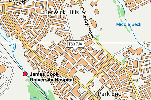 TS3 7JA map - OS VectorMap District (Ordnance Survey)