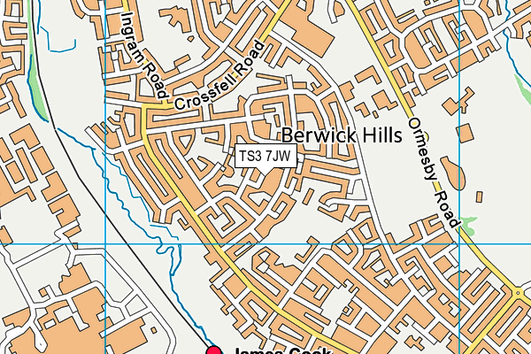 TS3 7JW map - OS VectorMap District (Ordnance Survey)