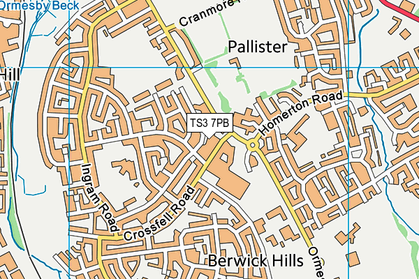 TS3 7PB map - OS VectorMap District (Ordnance Survey)