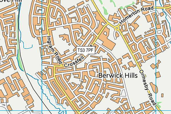 TS3 7PF map - OS VectorMap District (Ordnance Survey)