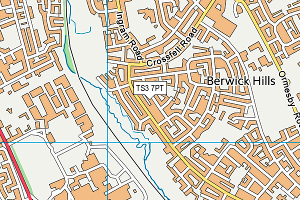 TS3 7PT map - OS VectorMap District (Ordnance Survey)