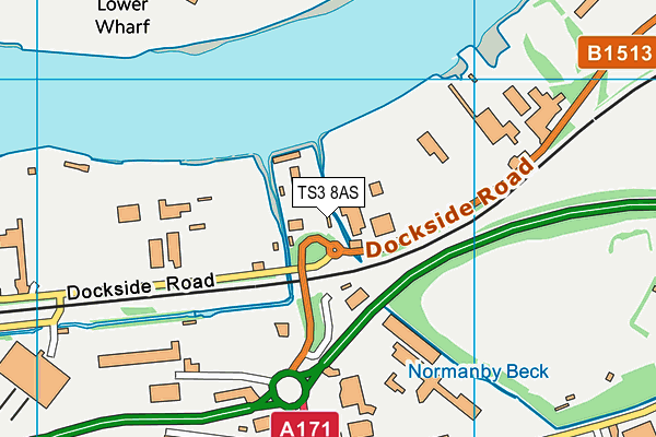 TS3 8AS map - OS VectorMap District (Ordnance Survey)