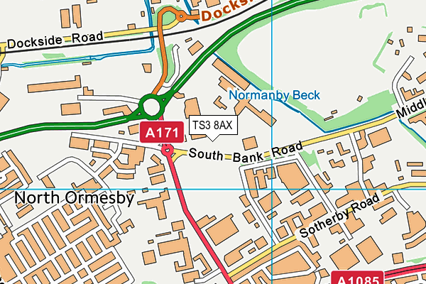 TS3 8AX map - OS VectorMap District (Ordnance Survey)