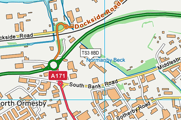 TS3 8BD map - OS VectorMap District (Ordnance Survey)