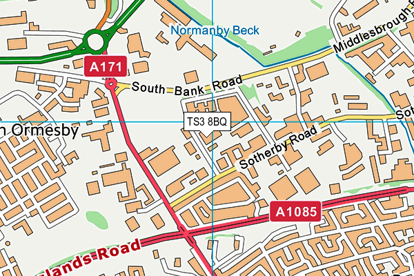 TS3 8BQ map - OS VectorMap District (Ordnance Survey)