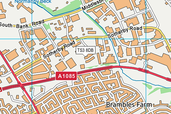 TS3 8DB map - OS VectorMap District (Ordnance Survey)