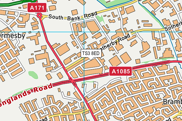 TS3 8ED map - OS VectorMap District (Ordnance Survey)