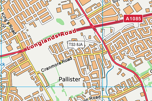 TS3 8JA map - OS VectorMap District (Ordnance Survey)