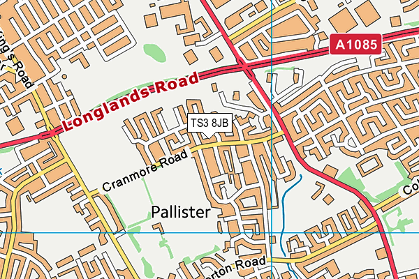 TS3 8JB map - OS VectorMap District (Ordnance Survey)