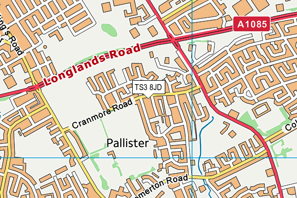 TS3 8JD map - OS VectorMap District (Ordnance Survey)