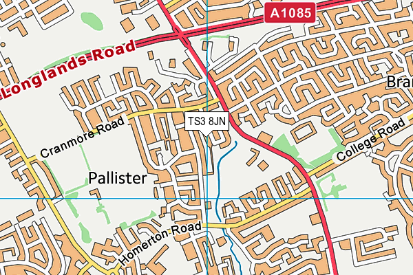 TS3 8JN map - OS VectorMap District (Ordnance Survey)