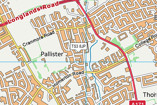 TS3 8JP map - OS VectorMap District (Ordnance Survey)