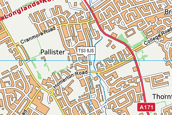 TS3 8JS map - OS VectorMap District (Ordnance Survey)