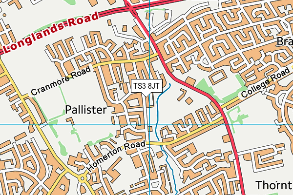 TS3 8JT map - OS VectorMap District (Ordnance Survey)