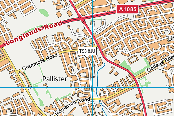 TS3 8JU map - OS VectorMap District (Ordnance Survey)