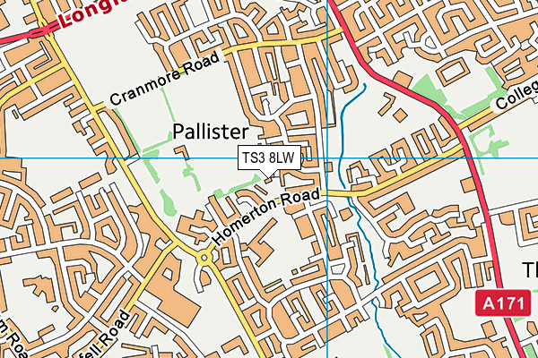 TS3 8LW map - OS VectorMap District (Ordnance Survey)