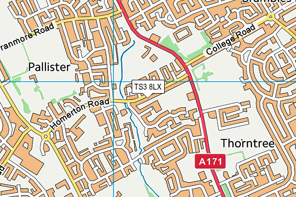 TS3 8LX map - OS VectorMap District (Ordnance Survey)