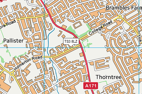 TS3 8LZ map - OS VectorMap District (Ordnance Survey)