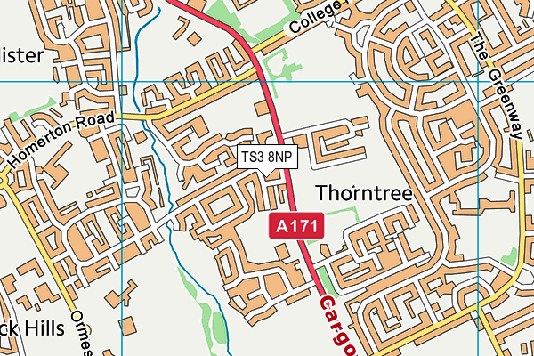 TS3 8NP map - OS VectorMap District (Ordnance Survey)