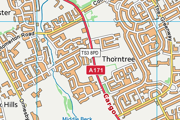 TS3 8PD map - OS VectorMap District (Ordnance Survey)