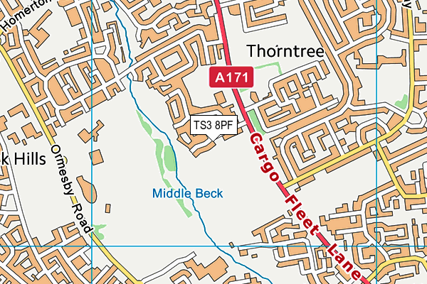 TS3 8PF map - OS VectorMap District (Ordnance Survey)