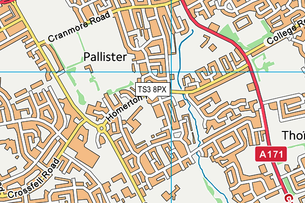 TS3 8PX map - OS VectorMap District (Ordnance Survey)