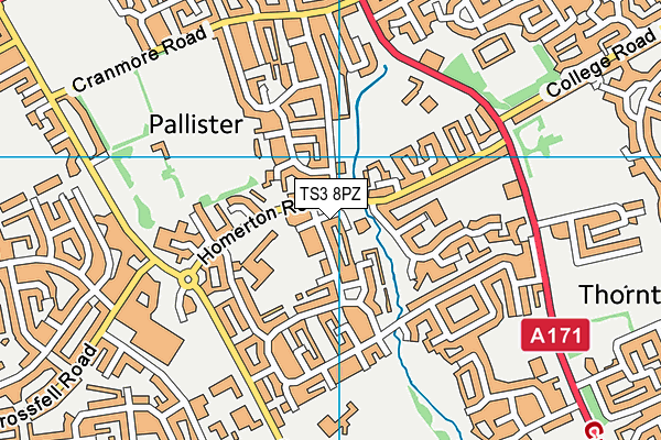 TS3 8PZ map - OS VectorMap District (Ordnance Survey)