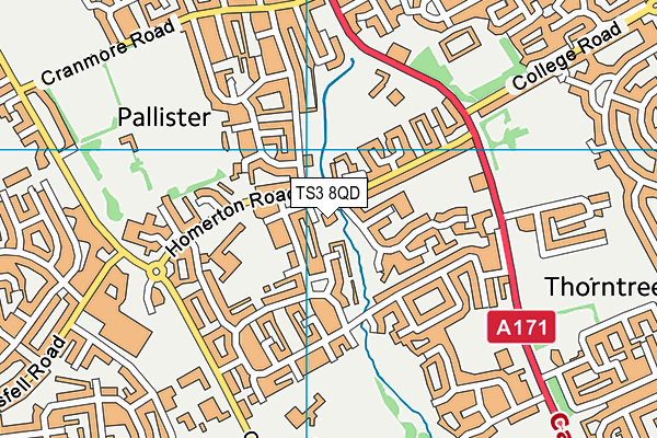 TS3 8QD map - OS VectorMap District (Ordnance Survey)