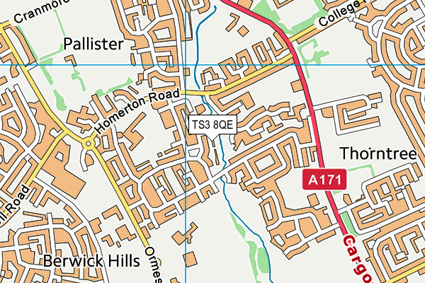 TS3 8QE map - OS VectorMap District (Ordnance Survey)