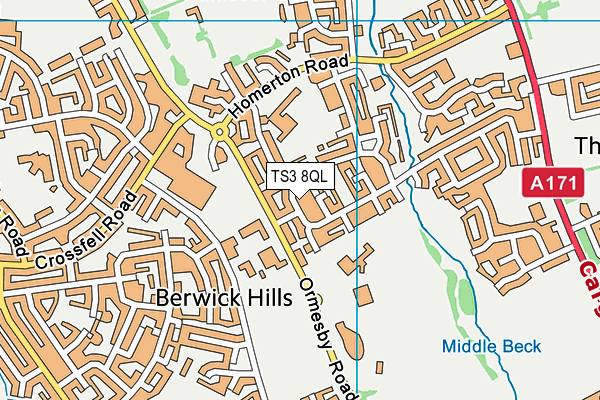 TS3 8QL map - OS VectorMap District (Ordnance Survey)