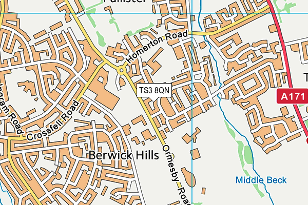 TS3 8QN map - OS VectorMap District (Ordnance Survey)