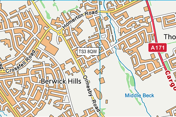 TS3 8QW map - OS VectorMap District (Ordnance Survey)