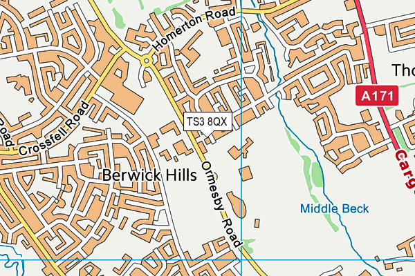 TS3 8QX map - OS VectorMap District (Ordnance Survey)