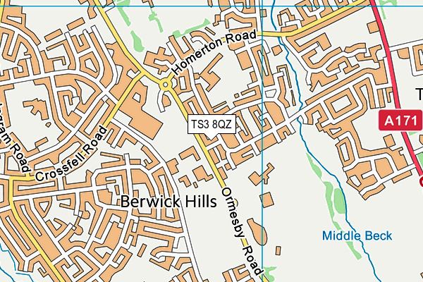 TS3 8QZ map - OS VectorMap District (Ordnance Survey)